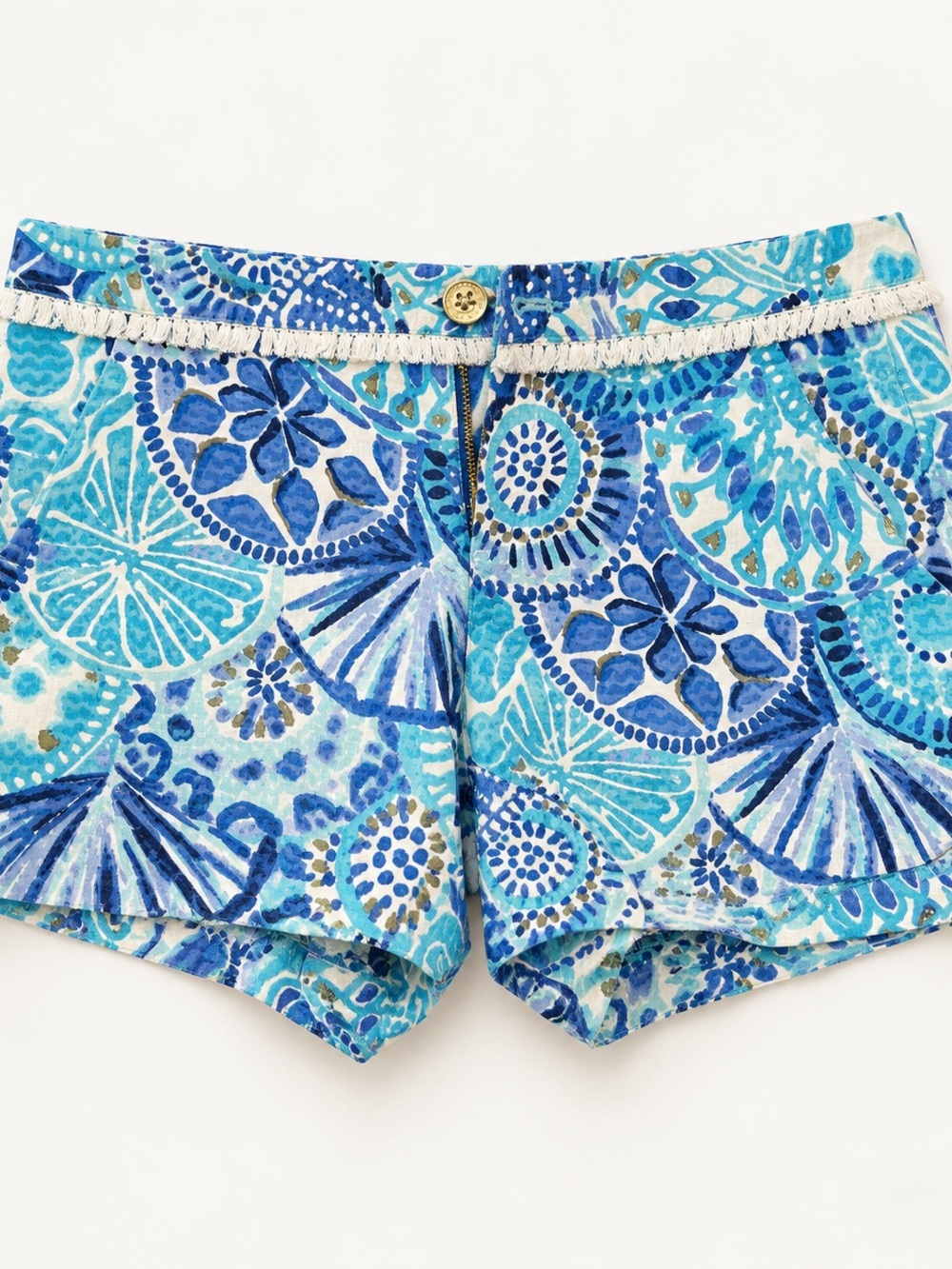 Lilly Pulitzer Aqua and Navy Mosaic Bike Shorts